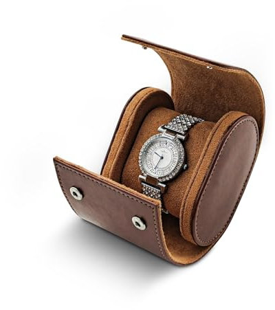 WisePoint Uhrenbox, PU-Leder Uhrengehäuse Einzelner Uhrenanzeigekasten, Tragbare Uhrenanzeige Aufbewahrungsbox, Uhrenrolle Reisekoffer mit abnehmbarem Kissen (braun)