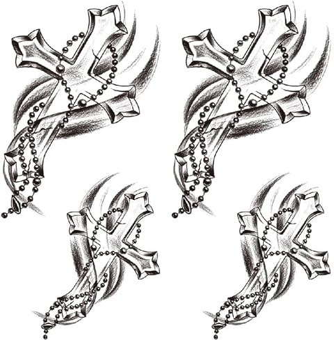 Temporary Kreuz mit Rosenkranz Tattoo XQB273