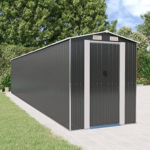 ARKEM Abri de Jardin Anthracite 192x938x223 cm Acier galvanisé,Abris De Jardin,Abri De Stockage pour Jardin,Abri D'Outils De Jardin