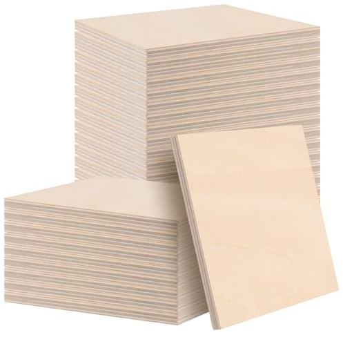 MAHIONG 30 hojas de madera de tilo de 10 x 10 cm, cuadrados de madera en blanco sin terminar, hojas de madera contrachapada de 6 mm, recortes de madera para manualidades, grabado y corte láser