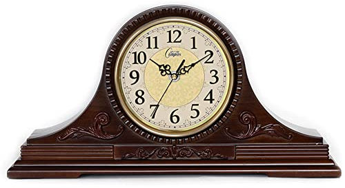 LUOYAOB Vintage Kaminuhr Holzmanteluhr, Retro -Manteluhr, batteriebetriebener Stiller Holz Tischuhr for Kaminmantel, Büro, Schreibtisch, Regal und Heimdekorge Geschenk