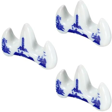 PATIKIL Soporte para Pinceles de Caligrafía Paquete de 3 2 Puertos Soporte de Cerámica Mediano para Pinceles de Caligrafía China Herramienta de Soporte Color Blanco