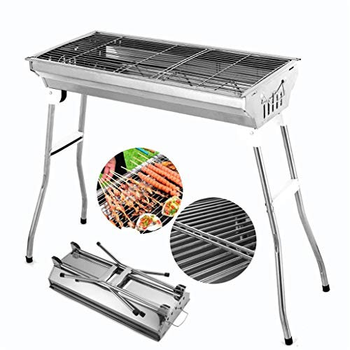 MYVVKIA BBQ Grill Barbecue d'extérieur en Acier Inoxydable Pliable, Installation Gratuite, Barbecue au Charbon de Bois, Portable