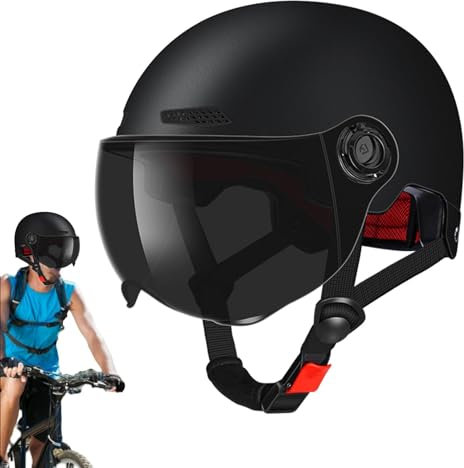 Retro Open Face Scooter Helmet With Visor and Goggle - Lightweight Electric Bike Protection for Men and Women | Adult Half Face Design