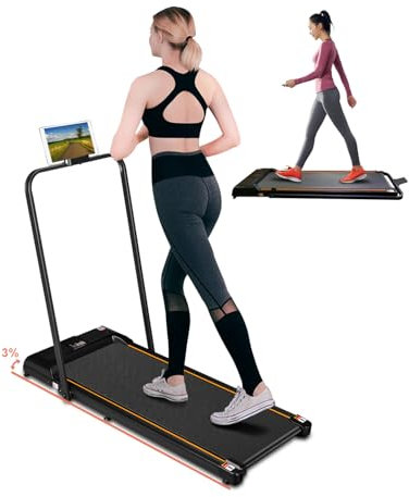 Laufband mit Neigung für Zuhause, Klappbares Klein Elektrisches Walking Pad mit Fernbedienung, Bluetooth und App-Steuerung, Doppelter Stoßdämpfung, Keine Montage Erforderlich