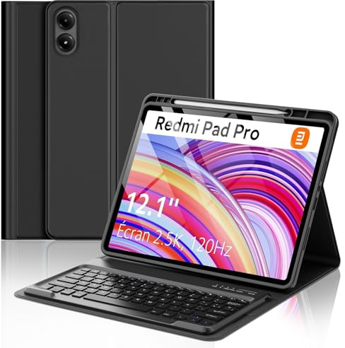 FOGARI Teclado Redmi Pad Pro 12.1 2024/Poco Pad 12.1 | Español Ñ Desmontable Inalámbrica para Redmi Pad Pro 12.1 Pulgadas 2024, Negro