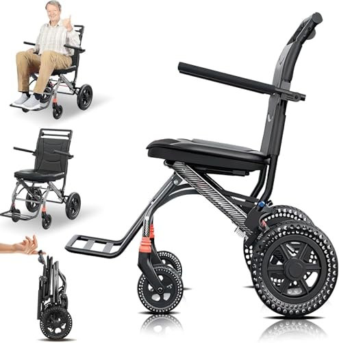 Klappbarer Leichtgewichtrollstuhl,Transportrollstuhl Leichtgewicht Faltbar,Sitzbreite 43 Cm,Reiserollstuhl,Tragfähigkeit 150 Kg