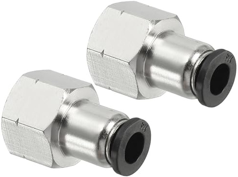 PATIKIL 2pz Raccordi Femminili Dritti 1/4 Pollice Tubo OD x 1/4 Pollice | Filettatura NPT, Push to Connect, per Aria Acqua, Raccordi Femminili Dritti