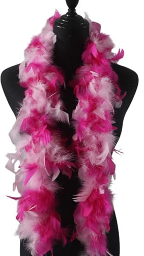 KGDUYC federboa - 1 pcs Federschal Kostüm Länge ca 120 cm,Kostüme für Junggesellinnenabschiede,Gatsby, Karneval, Halloween, Fasching, Mottoparty, Kostüm, Theater(Rosenrot/Rosa ineinander verschlungen)