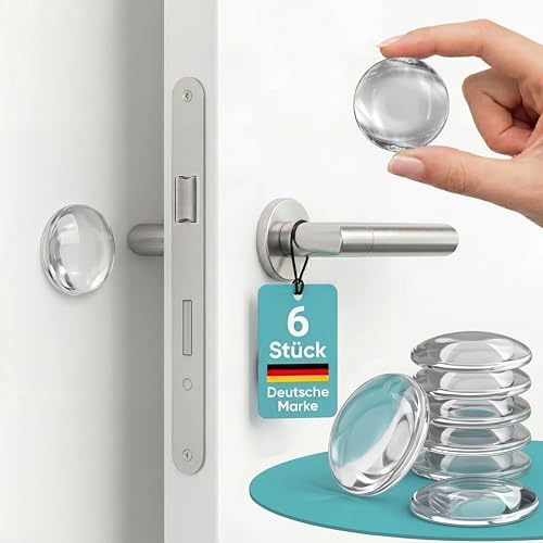 Homery Türstopper Wand selbstklebend [6 Stück], 40 mm kristallklar | transparente Türanschlagpuffer als Türgriff Stopper, Wandschutz für Türklinke