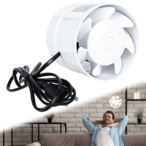 Kanalrörsfläkt, 300 cm kabel, kanal, rörfläkt, 100 mm, 130 m³/h, inline-frånluftsfläkt, inline-frånluftsfläkt, kanalfläkt, tyst, frånluftsfläkt för badrum, kök