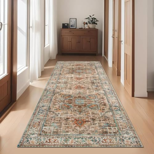 Cekene Tapis de Couloir 80x200cm Antiderapant Tapis de Cuisine Lavable en Machine Extra Long Tapis de Passage Tapis de Sol pour Buanderie Chambre(Brun)
