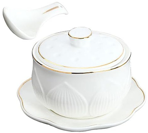 OFFSCH Ciotola in Ceramica Con Coperchio Piccola Pentola Per Stufato Ciotola Per Zuppa Per Cucina Ristorante Campeggio Facile Da Pulire e Riutilizzare