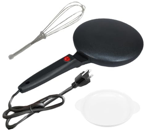 Crepera eléctrica, crepera automática | Crepera instantánea antiadherente 600 W, sartén de panqueques eléctrica antiadherente de 20 cm, control termostático para la cocina, placas para panqueques