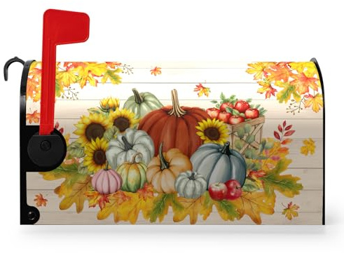 Dacawin Copertura magnetica per cassetta postale autunnale con foglie d'acero autunnali, dimensioni standard, 53 x 45 cm, decorazione per esterni