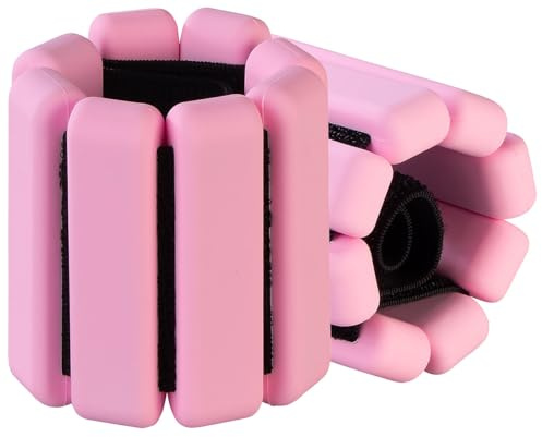 PEARL Sports Sport-Handgelenkgewicht: 2er-Set Hand- und Fußgewichte, je 0,9 kg, pink (Gewichte Armbänder, Gewichtsmanschetten Handgelenk, Trainer)