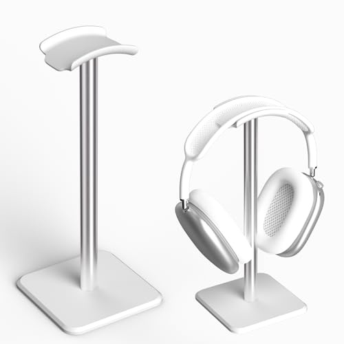 Cewomuc Headphone Stand - Headset Stand with Aluminum Hanger (White) | Headphone Holder for AirPods Max, Sony, Bose, Beats and More