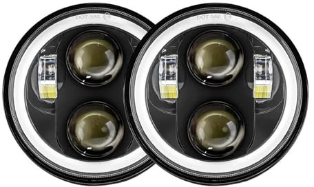 UAGFDFF Fanale Anteriore Proiettore per Fari A LED da 5,75 Pollici 2 Pezzi Faro da 5 3/4 per Iron 883 per Dyna Accessori per Moto(40W Halo Black)
