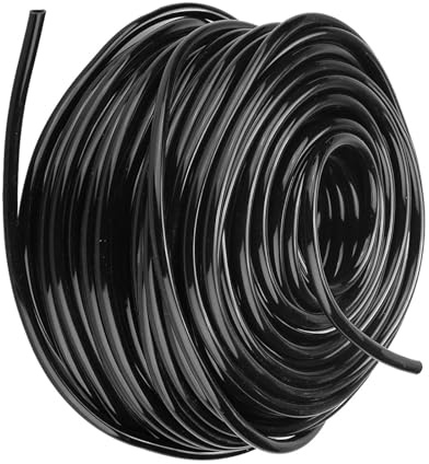 Tubo del tubo dell'acqua di irrigazione, tubo di annaffiatura da giardino PE nero, tubo a goccia OD 8mm x ID 5mm per sistema 8mm（1/4in） 20m(65ft)