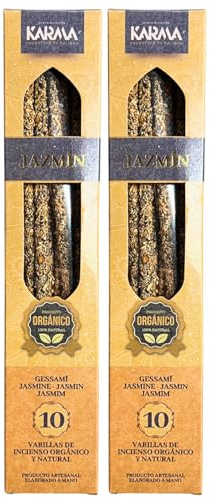Pack 2 Cajas DE Incienso ORGÁNICO Natural DE JAZMÍN Hecho A Mano (10 Varillas por Caja).