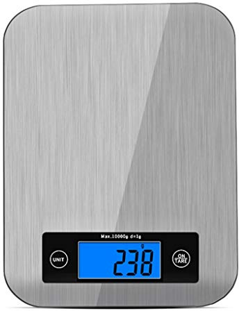 Bilancia Elettronica per Alimenti, Bilancia Digitale da Cucina da 10 kg, Grammi e Once, Bilancia per Uso Domestico, Strumenti di misurazione LCD, Acciaio Inossidabile