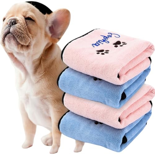 HDLOVE Individuell Besticktes Hundehandtuch, Personalisierter Name, Super Saugfähiges, Schnelltrocknendes Mikrofaserhandtuch For Hunde Und Katzen, Süß Und Funktional(35.4x19.6inch)