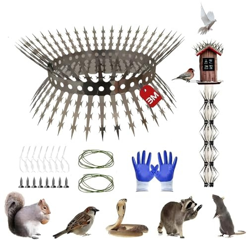 Tuyau de descente anti-martres en acier inoxydable - Avec accessoires - Peut être coupée - Répulsif contre les oiseaux - Protection contre les martres - Pour la maison, la gouttière, l'arbre