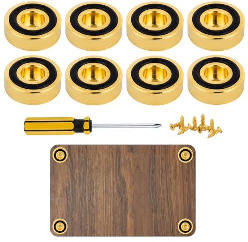 8pcs Brass Cutting Board Feet, 1.18in/3cm Anti Slip Cutting Board Stabilizer Pad Feet Legs with Silicone Rubber and Screws Kit for Chopping Blocks Countertop Protection