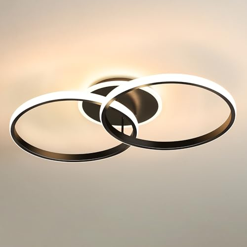 MELAYR LED Deckenleuchte Moderne 36W, 3000K/4500K/6500K Deckenlampe LED 4320lm CRI≥80, Ceiling Light für Wohnzimmer, Schlafzimmer, Büro, Küche und Flur mit Memory Funktion Schwarz