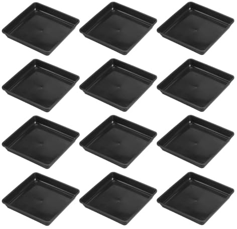 Gadpiparty Plateaux Carrés pour Plantes 15pcs en Abs Noir 15x15cm Hauteur 2,2cm pour Pots de Fleurs Intérieurs et Extérieurs, Empêche Écoulement d'eau et Garde Propre
