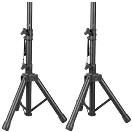 Portable Adjustable Height Speaker Stand Pair, Heavy Duty Tripod For Outdoor Indoor Use