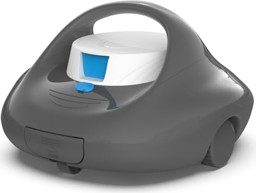 BRINBO Robot Limpiafondos Piscina, Limpieza Potente de 130 Minutos, Carga Rápida en 2,5 Horas, Motor de Doble Tracción, Ideal para Piscinas de Fondo Plano de hasta 80 m²(Blanco y negr)