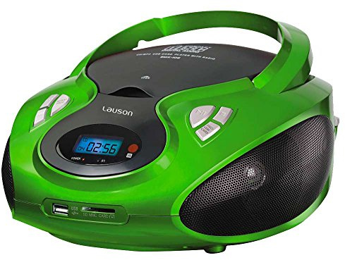 Lauson CP433, Radio Boombox FM/AM, CD Portátil, con USB, Lector de tarjetas SD, verde