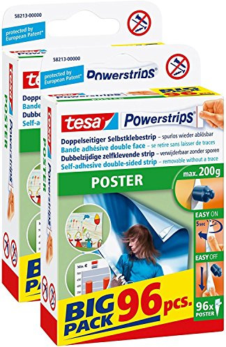 2er Vorteilspack tesa Powerstrips Strips POSTER, Big Pack 2x 96 Stück (2, POSTER, Big Pack 96 Stück)