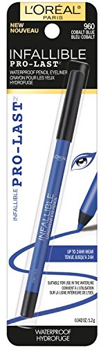 L'Oreal Paris Makeup Infallible Pro-Last Pencil Eyeliner, Waterproof and Smudge-Resistant, Glides on Easily to Create any Look, Cobalt Blue, 0.042 oz.