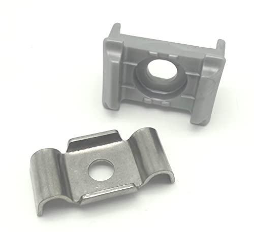 20 x Auflagebock Befestigung Doppelstabzaun Gitterzaun Mattenzaun Halter vers.Farb. Zaun Klemme Klemmlasche (mit Übersand, Silber)
