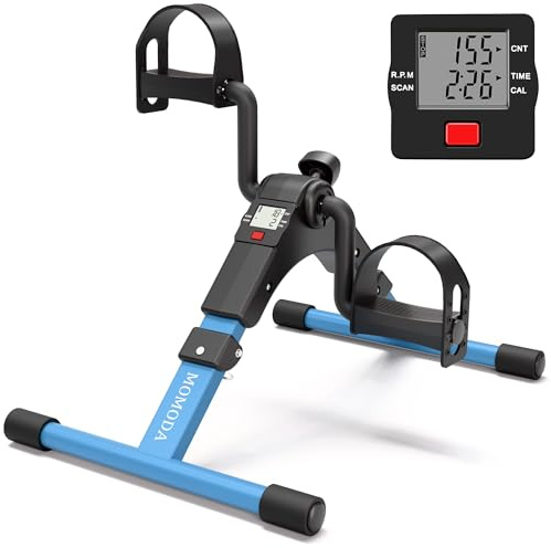 Pedal Exerciser Leg and Arm Exercise Bike with LCD Monitor Foldable (Black/Blue)