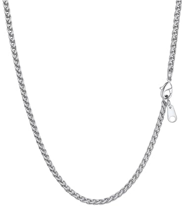 PROSTEEL Collana Uomo Donna Catena Grano Catena Ricambio per Pendente, Larga 3 mm, 45CM Lunghezza, Acciaio Inossidabile, Argento (Confezione Regalo)