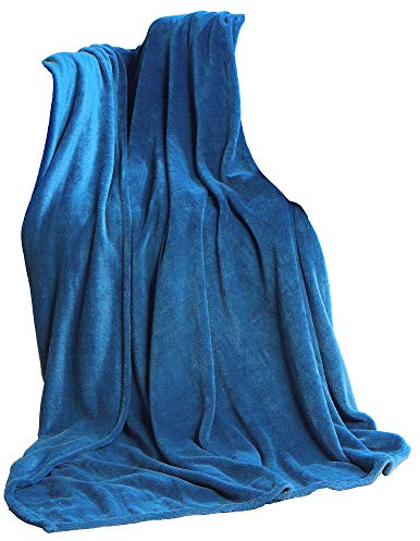CelinaTex Flauschige XL Kuscheldecke 220 x 240 cm blau Decke Sofa Wohndecke weich Soft Mikrofaser Fleece Oeko-TEX TV-Decke