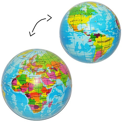 5 Stück Knautschbälle - Erde/Welt/Globus/Blauer Planet - Anti Stressbälle - Softbälle - für Kinder und Erwachsene/lustiger Ball 8 cm - Fitnessba..
