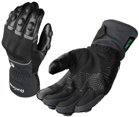 2KP CE Gants de Moto Hiver, Gants de Moto Imperméables pour Hommes et Femmes, Protection Legère et Chaude, Gants de Motard à Écran Tactile Avec Protection Rigide Des Articulations pour VTT, BMX