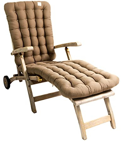 HAVE A SEAT Luxury - Deckchair Auflage 180x50 cm, 8 cm dick, Bequeme Liegestuhl Polsterauflage, waschbar bei 95°C, Trockner geeignet, UV-Beständig, Made in Germany (180 x 50 cm, Goldbraun)