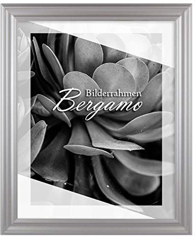 BIRAPA Bergamo Bilderrahmen Mattsilber- Optik - Bilder Rahmen 40x40cm - Fotorahmen Glas antireflex Plexiglasscheibe - Wanddeko Fotowand Fotogeschenke