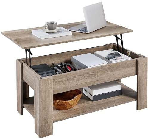 Yaheetech Tavolino da Caffè sollevabile 98 x 50 x 42-56 cm Grigio