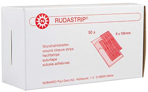 RUDASTRIP Wundnahtstreifen steril weiß Packung à 50 Steril-Sets, Ausführung:Steril-Set à 10 Streifen. 6 mm x 100 mm