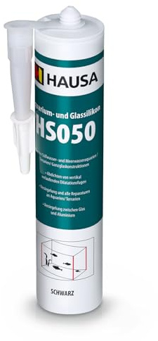 HAUSA Aquarium Silicone Verre Silicone HS050 Colle et mastic silicone professionnels pour aquariums terrariums et constructions en verre Résistant à l'eau douce et à l'eau de mer 310ml noir