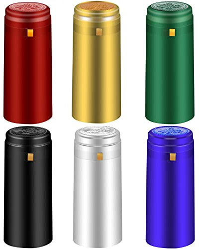 BGMAXimum PVC Heat Shrink Capsules - 6 Colors 120 Count Wine Caps Shrink Wrap Sleeves Clear Bottle Capsules for Professional, Wine Making Cellars and Home Use