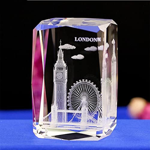 VVW&LIU Würfel Kristallglas Gebäudemodell Briefbeschwerer 3D Gravierter Turm Souvenirs Kunsthandwerk,Wie abgebildet,5 x 5 x 8 cm