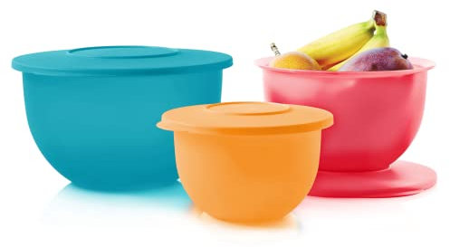 Tupperware Set di 6 ciotole classiche, 3+3 coperchi, lavabili in lavastoviglie, senza BPA, contenitori ermetici per alimenti a prova di perdite, per frigorifero e dispensa