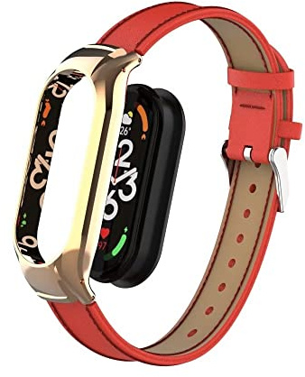 nuosiweilang Kompatibel Für Xiaomi Mi Band 7 Armband,Sport Leder Uhrenarmband Armband Ersatzarmband Für Mi Band 7 Männer und Frauen